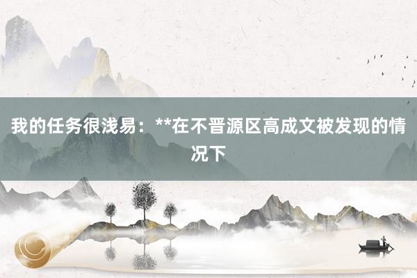 我的任务很浅易：**在不晋源区高成文被发现的情况下